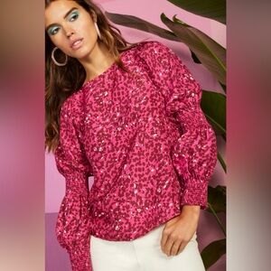 Marie Oliver Fuchsia leopard Print Blouse